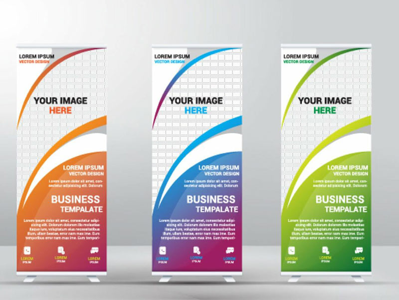 3 roller banners with dummy content