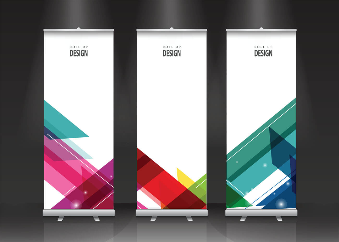 3 roller banners with dummy content