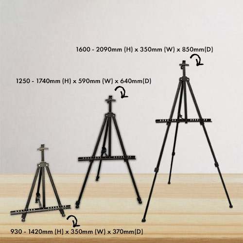 Display easel sizes