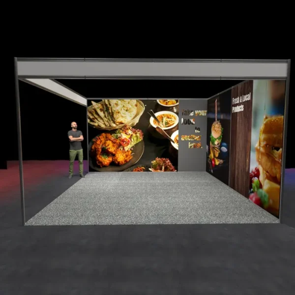 4x4m seamless shell scheme graphics with 2 walls - front view with person