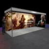 6x2m seamless shell scheme graphics with 2 walls - full view with person