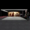 6x6m seamless shell scheme graphics with 2 walls - front view with person