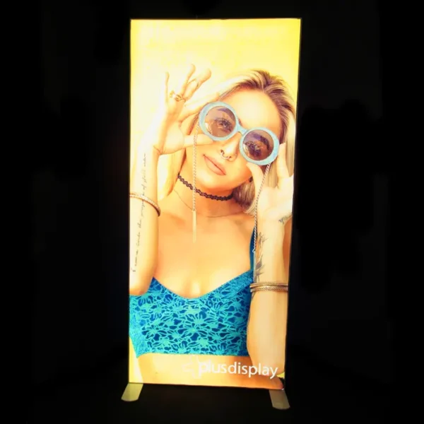 Lightbox with girl holding glasses